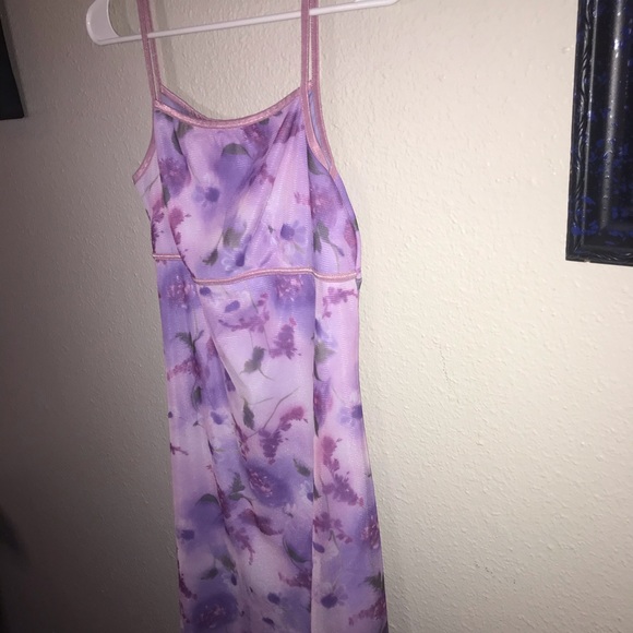 Vtg 70s Hippie/Fairy Goth Floral Purple Midi Dress - Picture 8 of 11